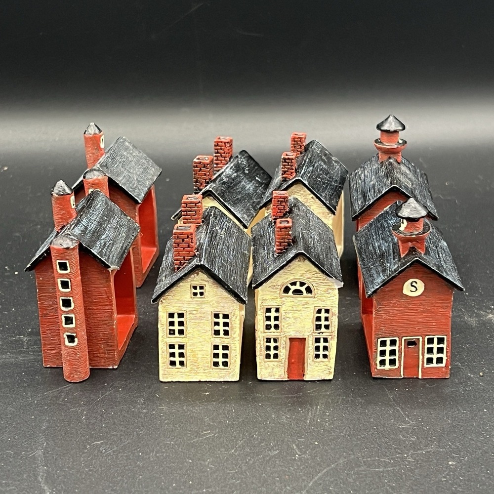 Set of 8 Country Life Barn School House Napkin Rings Brandon House Warren Kimble
